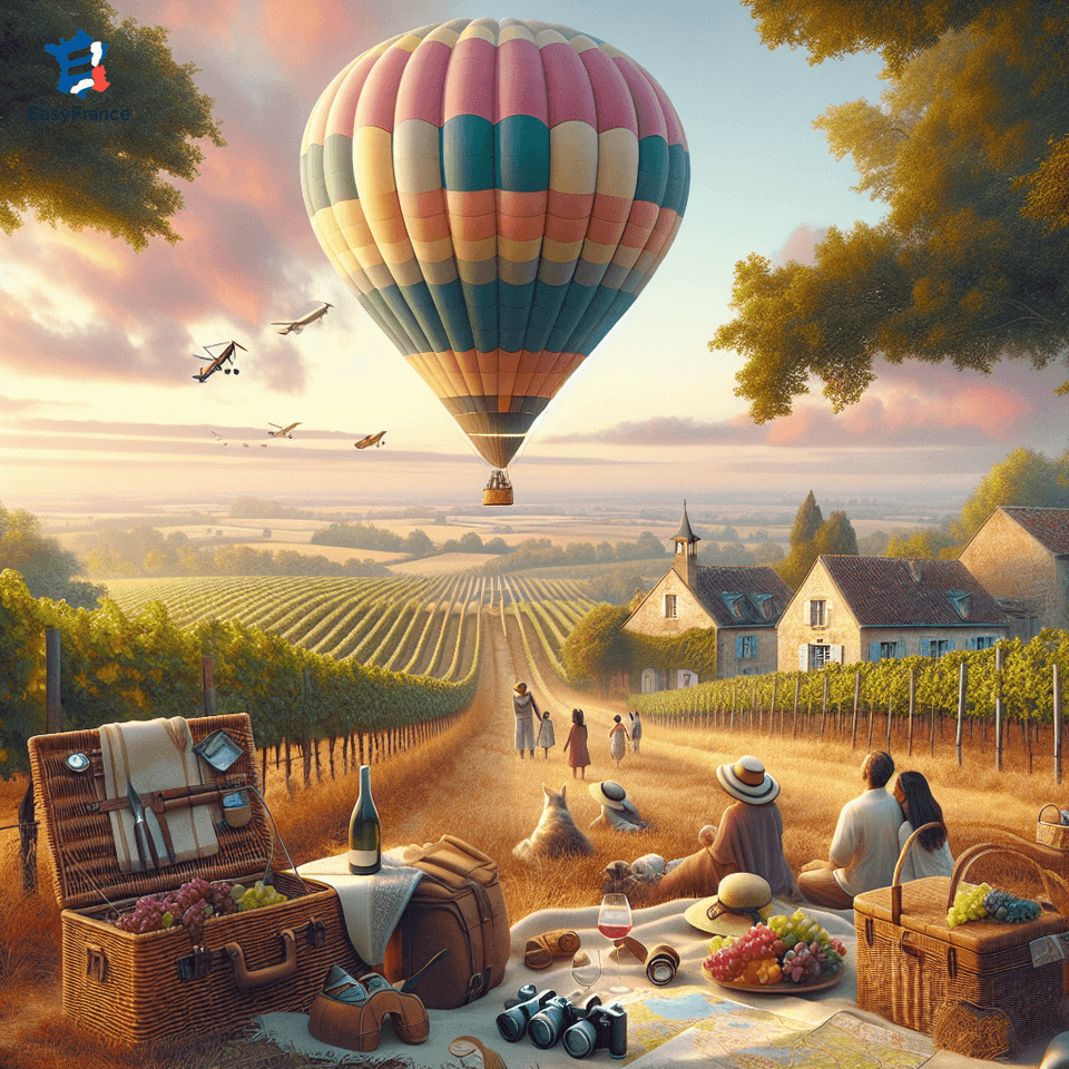 Preparing for a hot air balloon ride in the French countryside